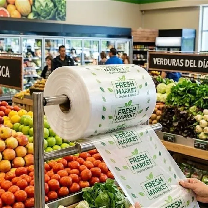 Bolsas de plástico precortadas presentadas en rollo