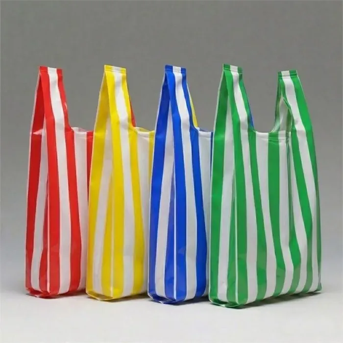 Bolsas tipo caramelo de polietileno a rayas de colores