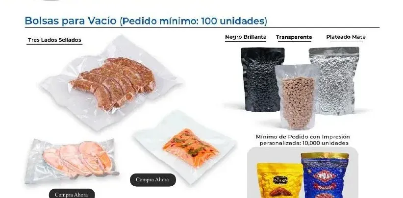 Bolsas para vacío de tres lados sellados