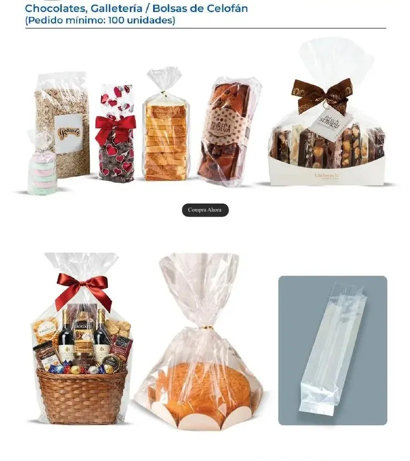 Bolsas de celofán para chocolates y galletería