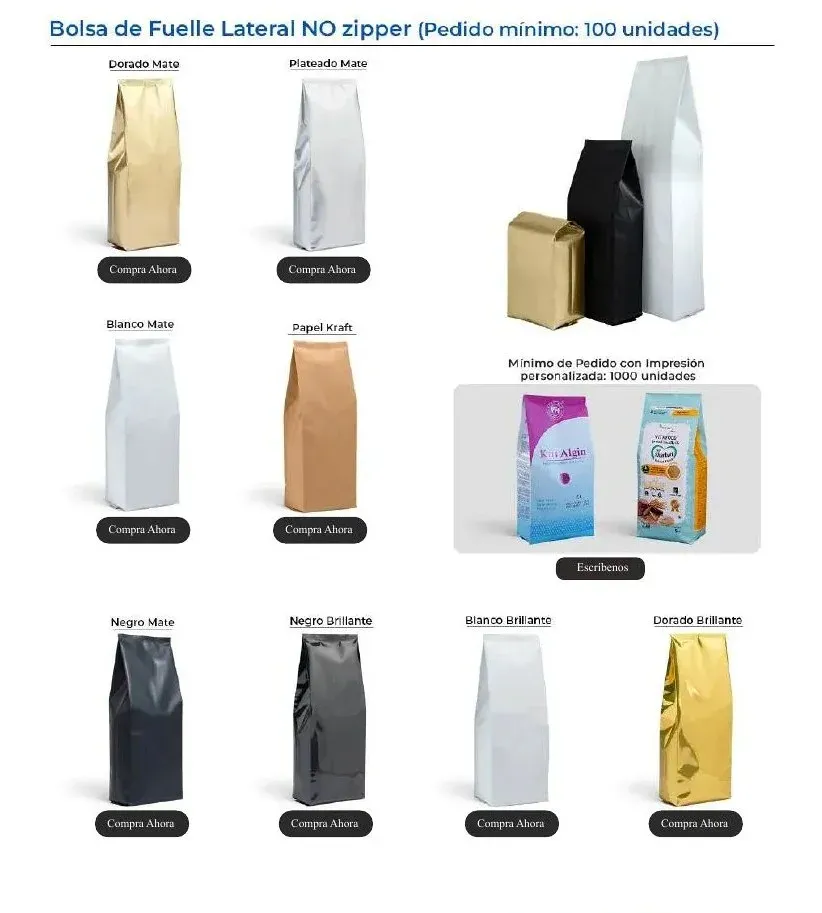 Bolsa de fuelle lateral sin zipper
