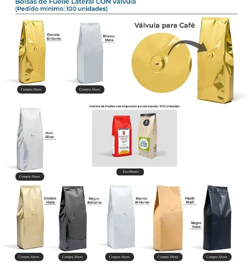 Bolsa de fuelle lateral con válvula