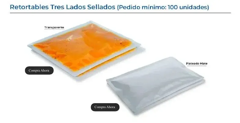 Bolsas retortables de tres lados sellados