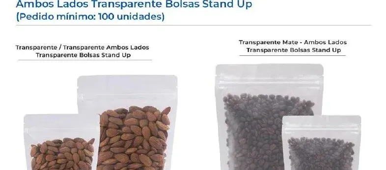 Bolsas Stand Up ambos lados transparente
