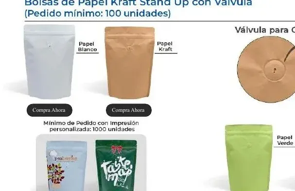 Bolsa Stand Up de papel kraft con válvula