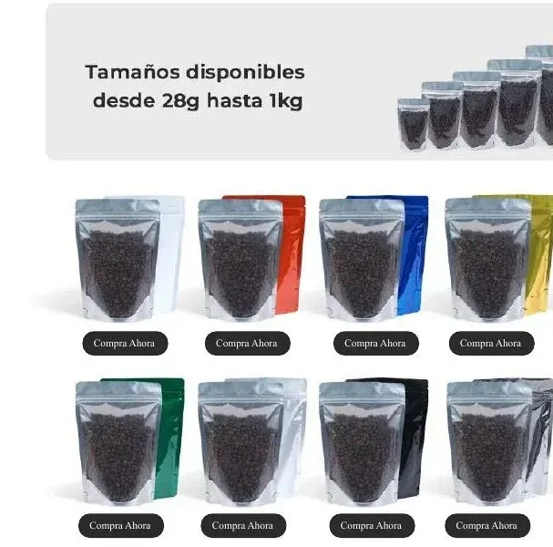 Bolsas Stand Up metalizado transparente